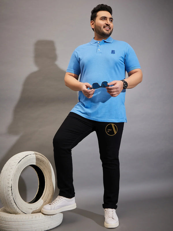 Men Plus Size Black Solce Solid Jeans