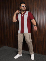 Men Plus Size Sailor Colorblock Polo Tshirt - bigbanana