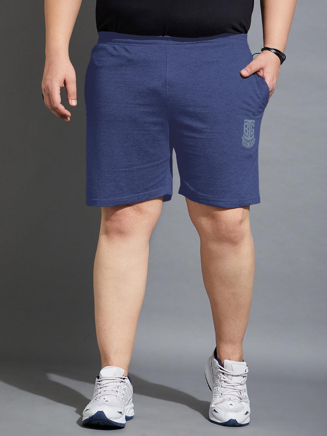 Men Plus Size Sal-Navy Solid Shorts - bigbanana