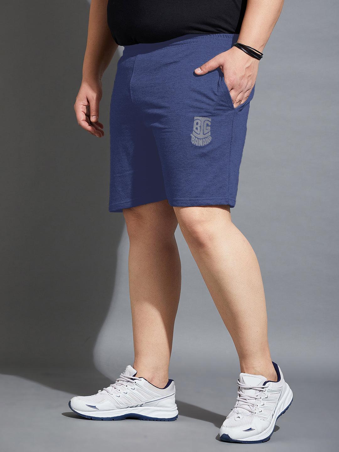 Men Plus Size Sal-Navy Solid Shorts - bigbanana