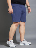 Men Plus Size Sal-Navy Solid Shorts - bigbanana