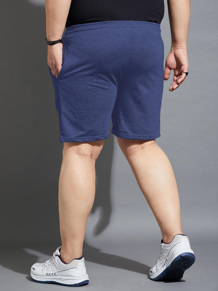 Men Plus Size Sal-Navy Solid Shorts - bigbanana