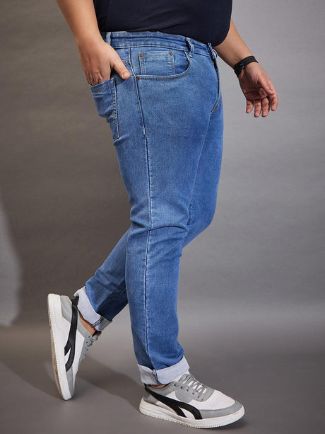 Men Plus Size Saluki Solid Jeans - bigbanana