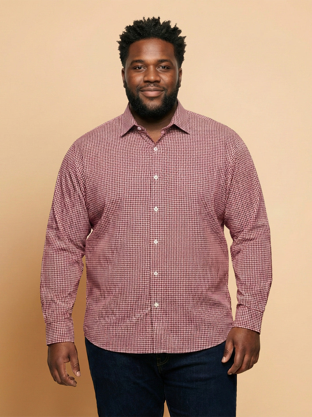 Men Plus Size Sangria Pink Self Design Casual Shirt – bigbanana