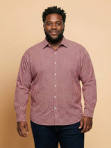 Men Plus Size Sangria Pink Self Design Casual Shirt