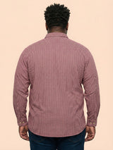Men Plus Size Sangria Pink Self Design Casual Shirt
