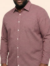 Men Plus Size Sangria Pink Self Design Casual Shirt