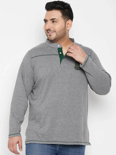 Men Plus Size Santro Solid Henley Tshirt - bigbanana