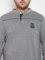 Men Plus Size Santro Solid Henley Tshirt - bigbanana