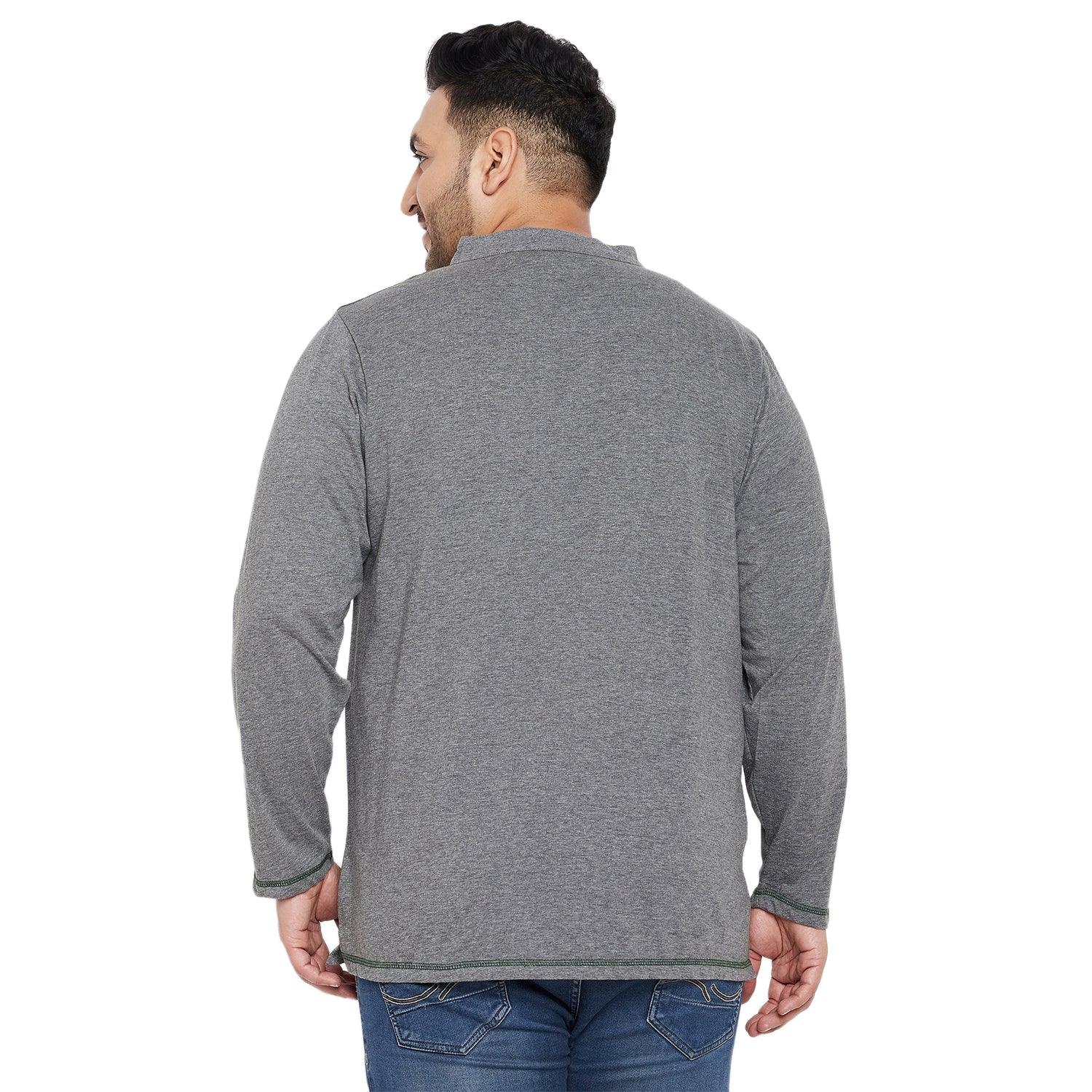 Men Plus Size Santro Solid Henley Tshirt - bigbanana