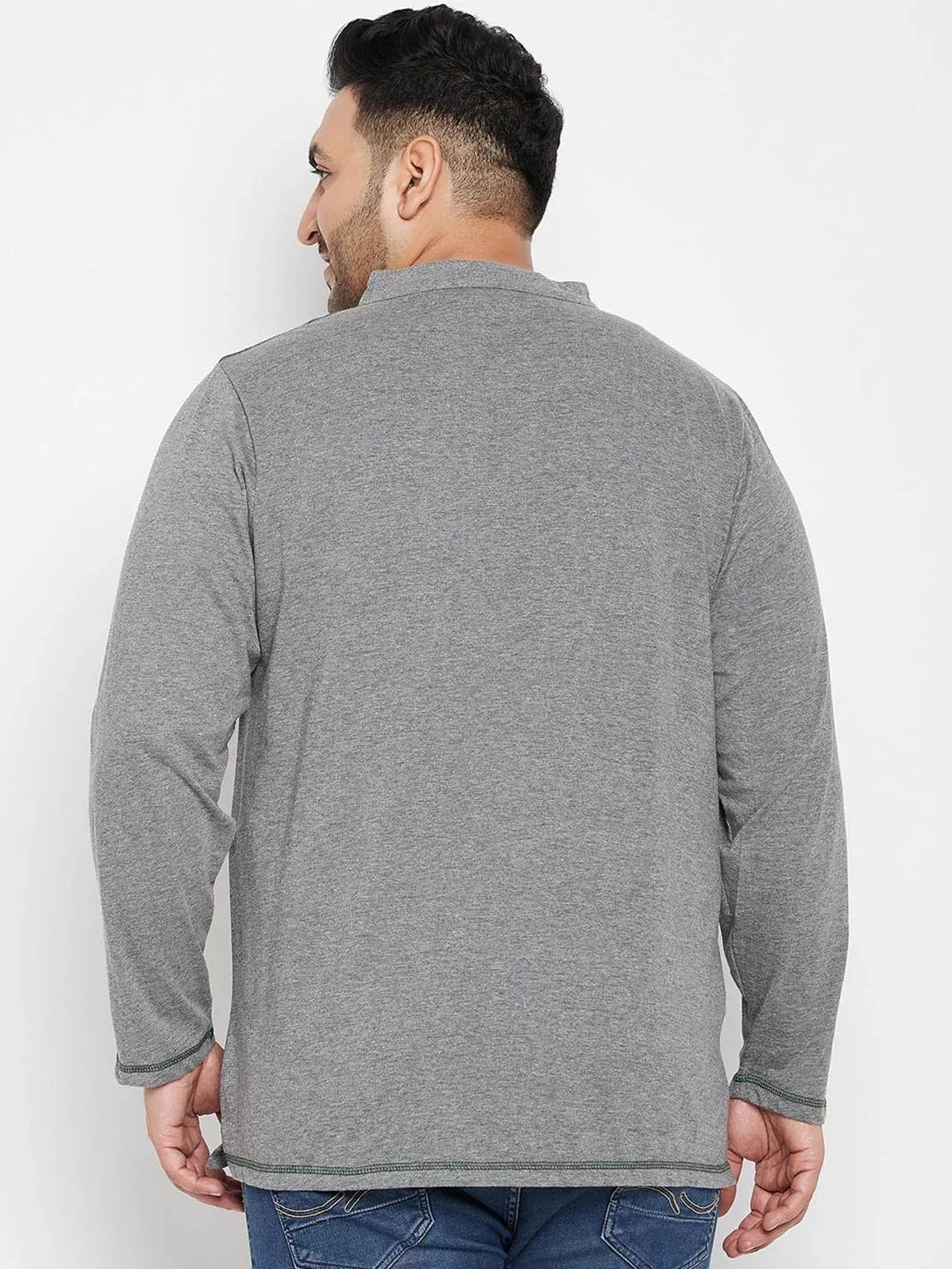 Men Plus Size Santro Solid Henley Tshirt - bigbanana