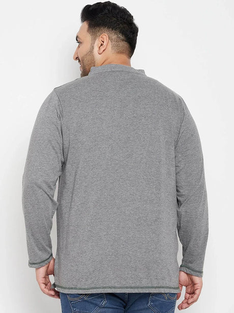 Men Plus Size Santro Solid Henley Tshirt - bigbanana