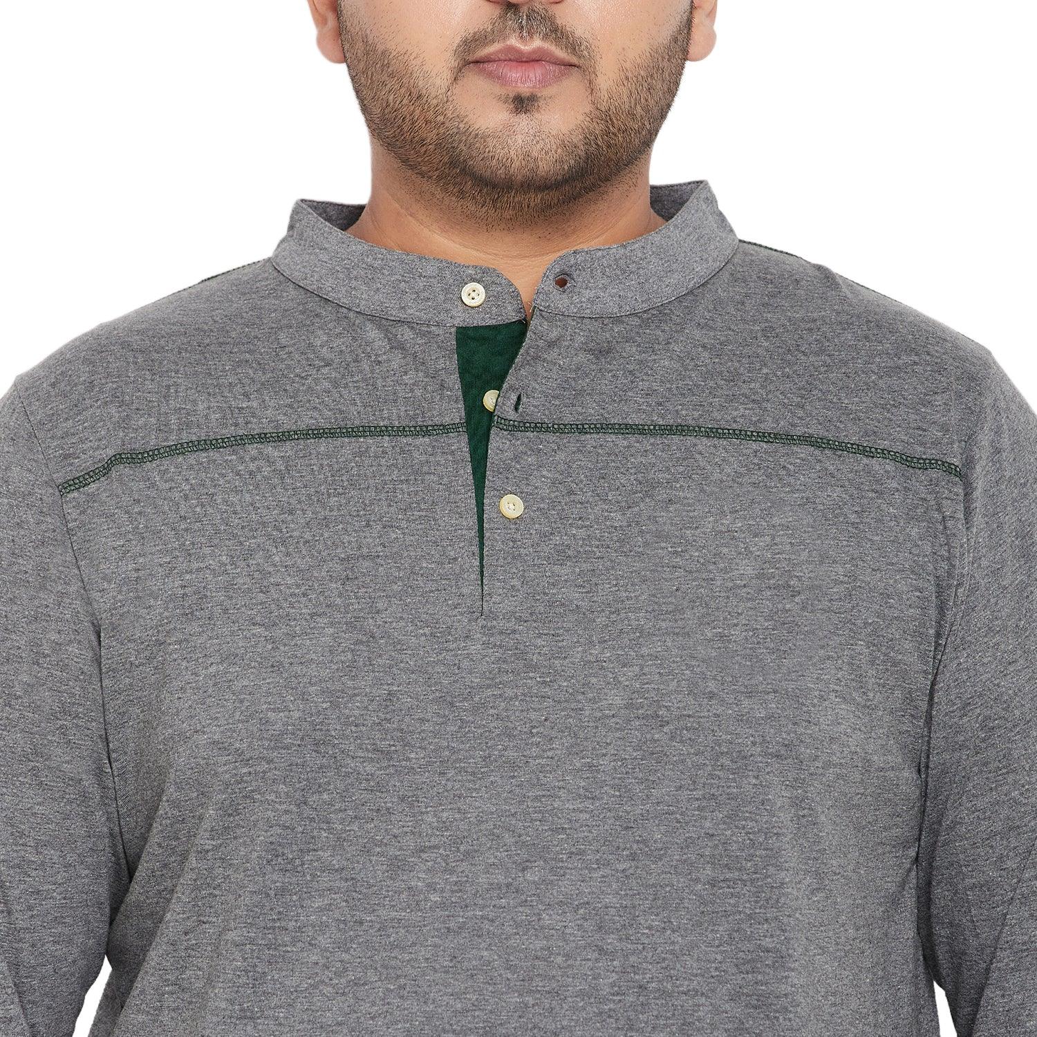 Men Plus Size Santro Solid Henley Tshirt - bigbanana