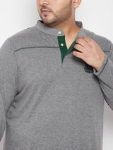 Men Plus Size Santro Solid Henley Tshirt - bigbanana