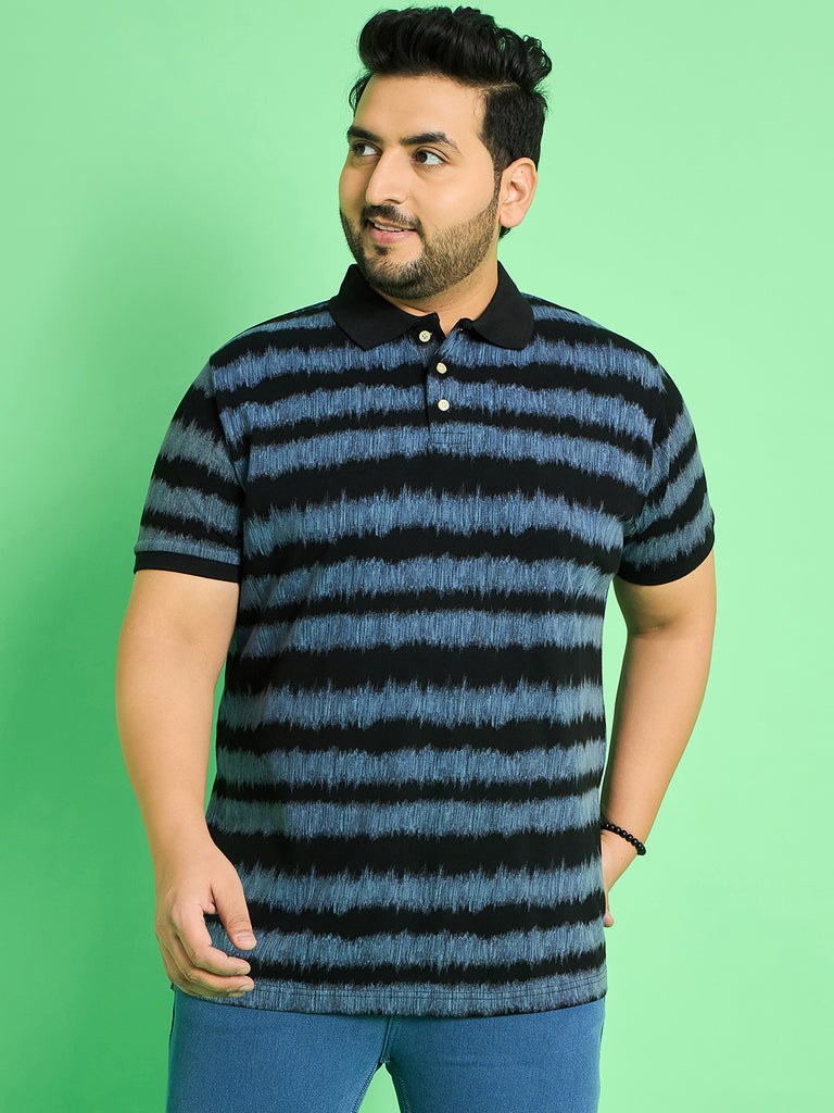 Men Plus Size Savnik Stripes Polo Tshirt - bigbanana