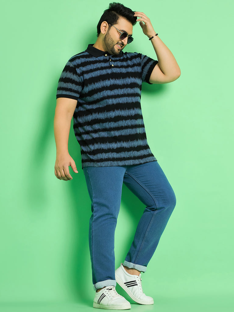 Men Plus Size Savnik Stripes Polo Tshirt - bigbanana