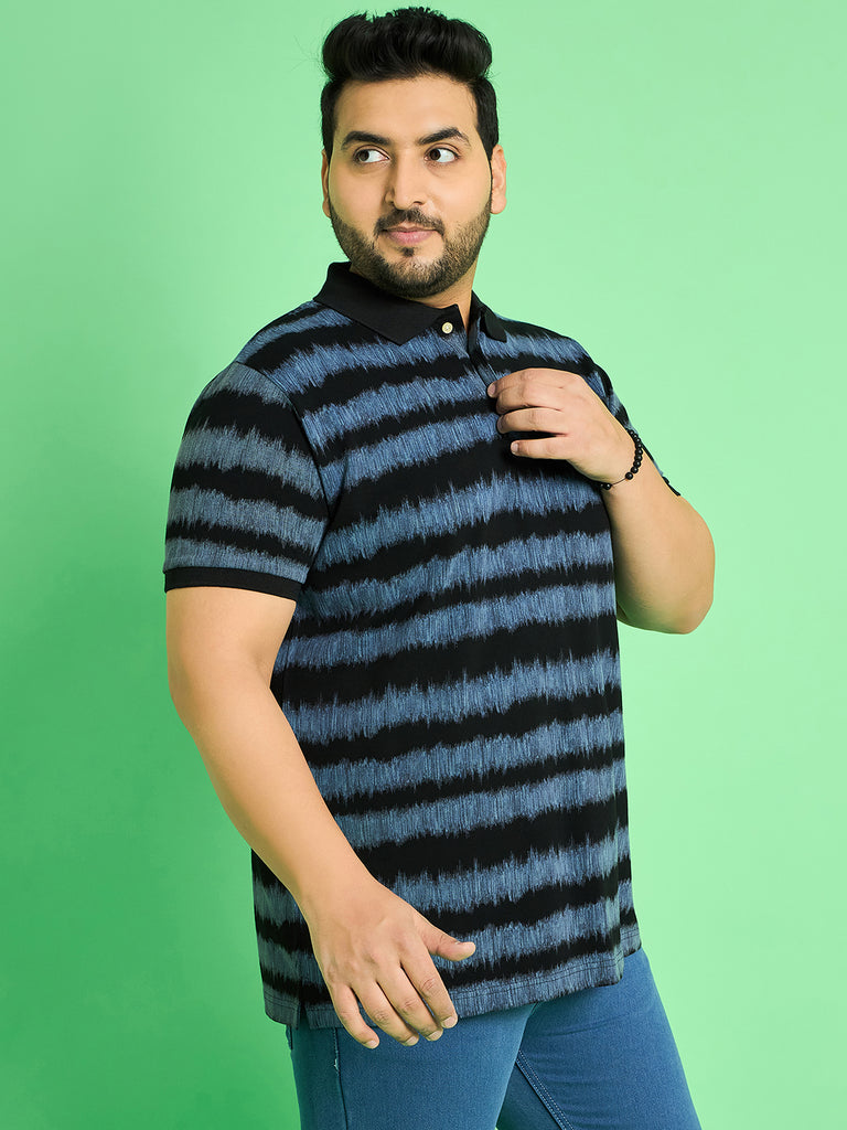 Men Plus Size Savnik Stripes Polo Tshirt - bigbanana