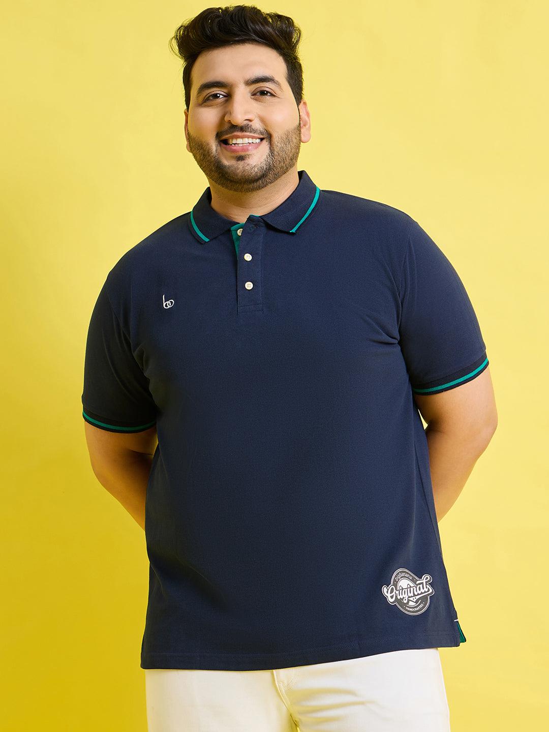 Men Plus Size Scale Solid Polo Tshirt - bigbanana