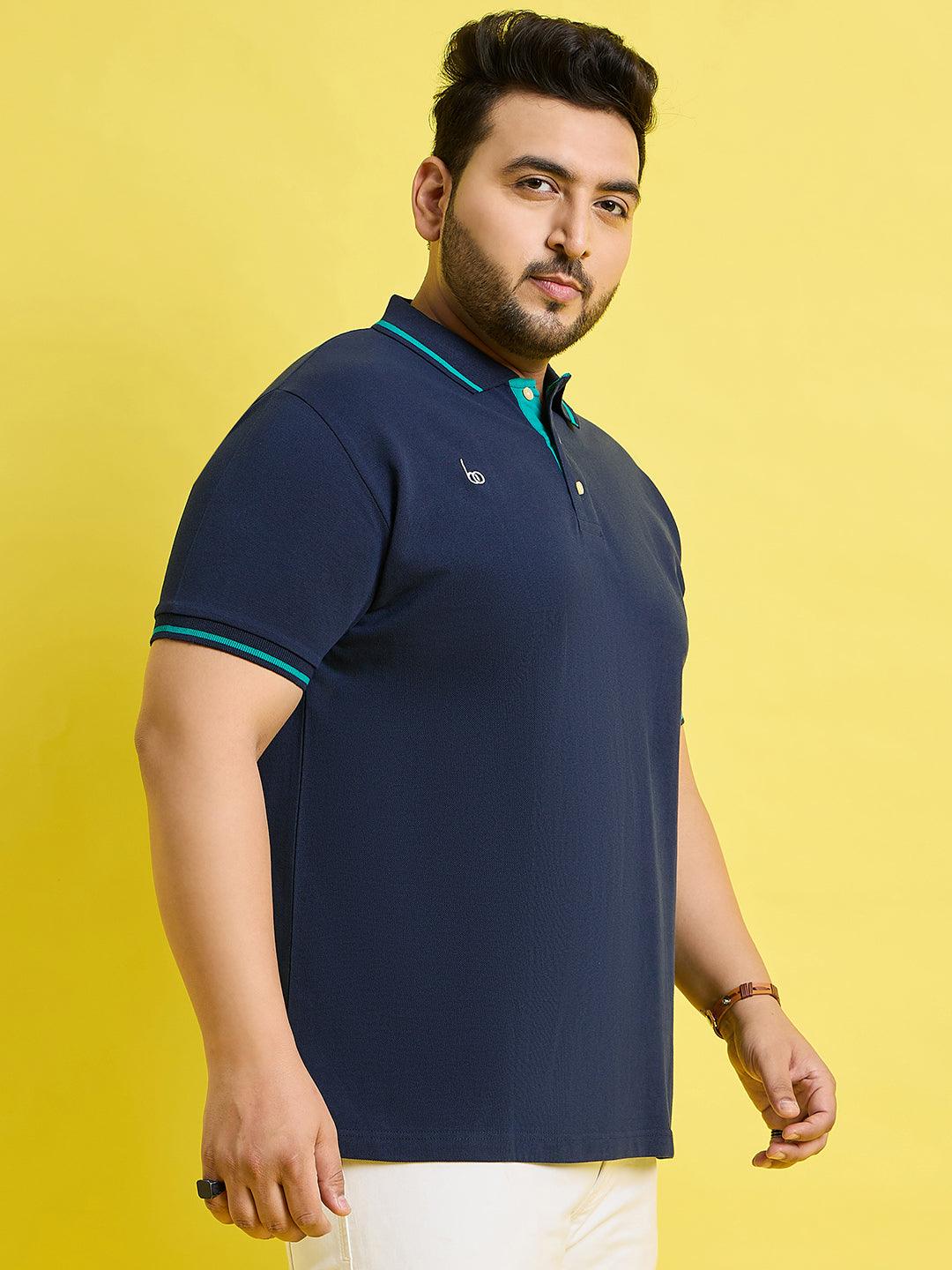 Men Plus Size Scale Solid Polo Tshirt - bigbanana