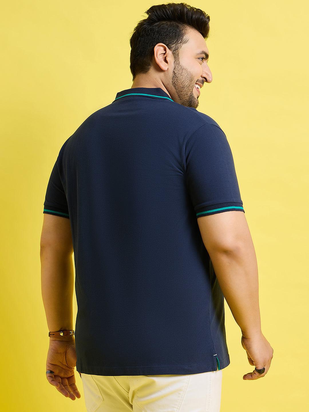 Men Plus Size Scale Solid Polo Tshirt - bigbanana