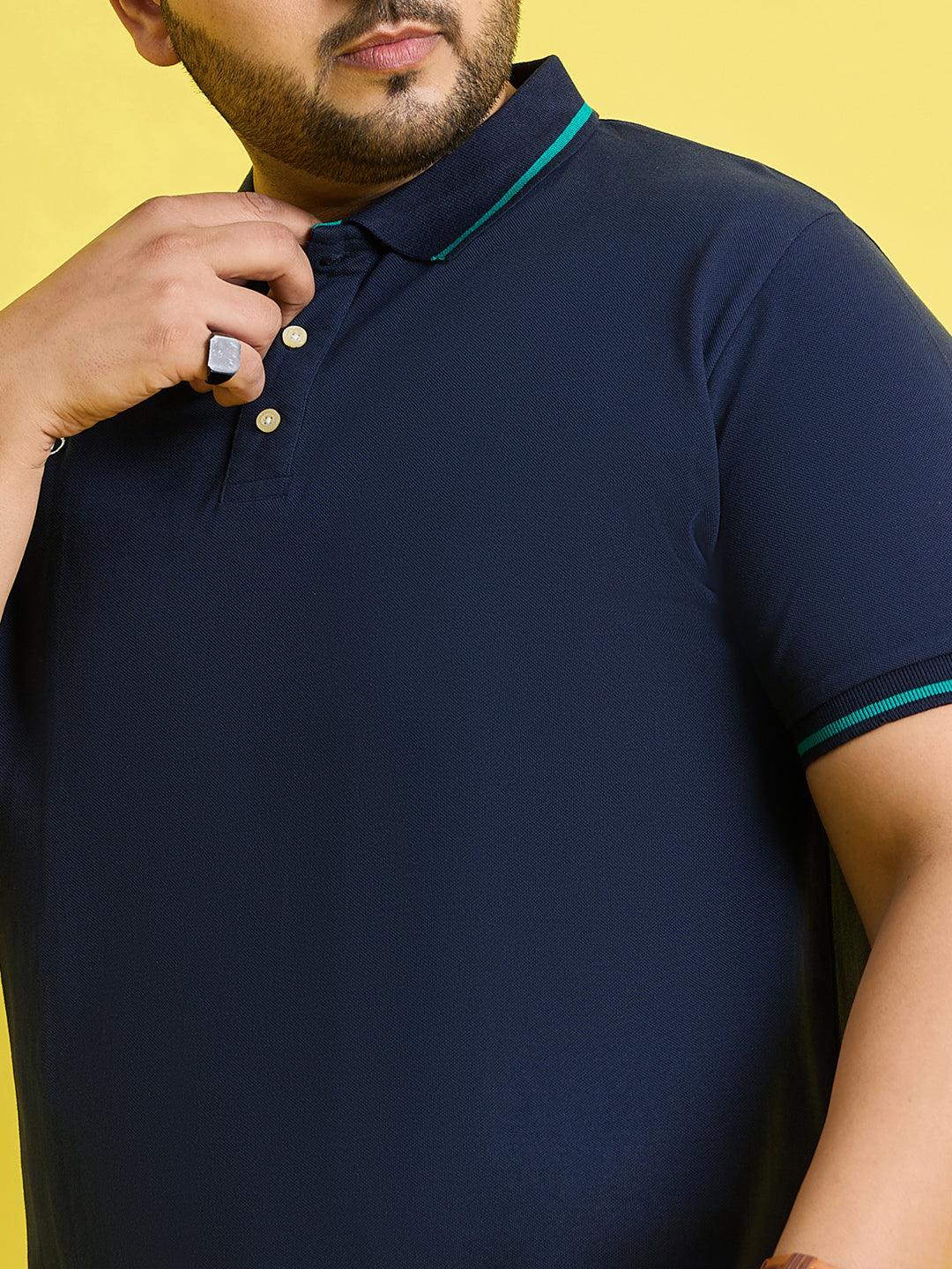 Men Plus Size Scale Solid Polo Tshirt - bigbanana