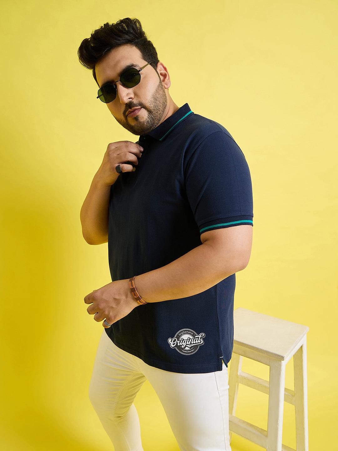 Men Plus Size Scale Solid Polo Tshirt - bigbanana