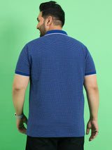 Men Plus Size Scholar Blue Printed Polo Tshirt - bigbanana
