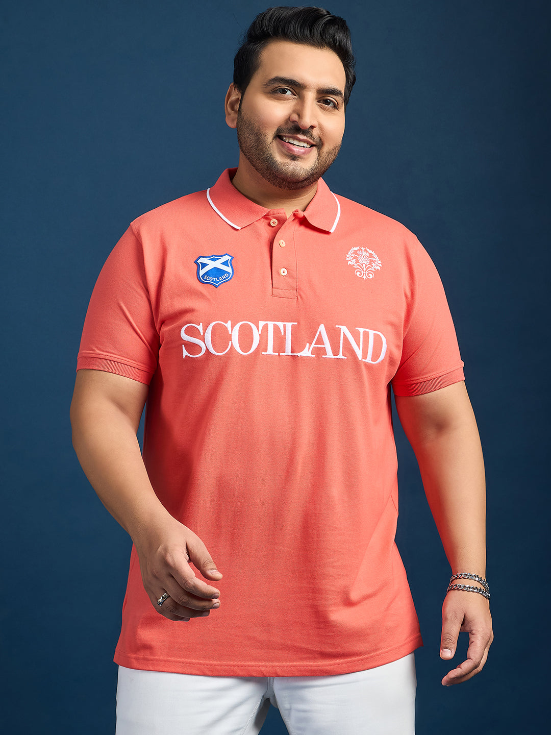 Men Plus Size Scotland Printed Polo Tshirt - bigbanana