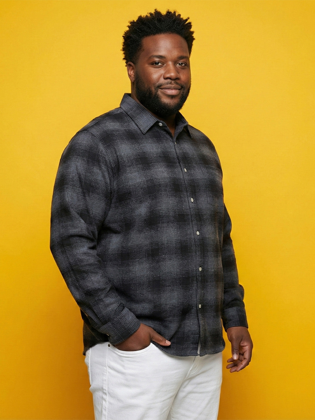 Men Plus Size Scrub Multicolor Checkered Casual Shirt