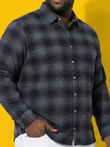 Men Plus Size Scrub Multicolor Checkered Casual Shirt