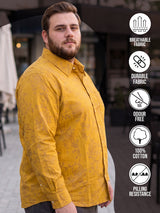 Men Plus Size Senan Mustard Printed Shirts