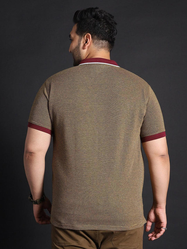 Men Plus Size Shanghai Jacquard Polo Tshirt - bigbanana