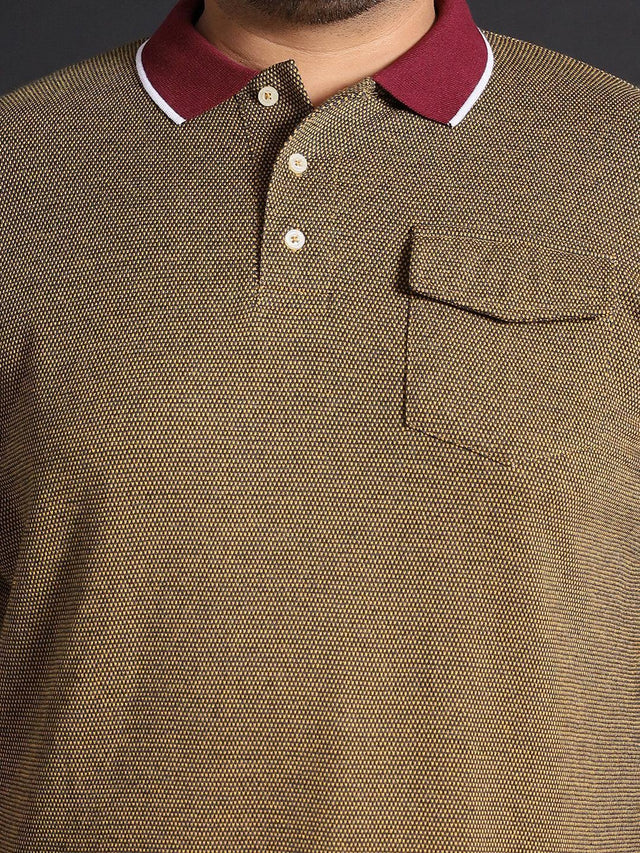 Men Plus Size Shanghai Jacquard Polo Tshirt - bigbanana