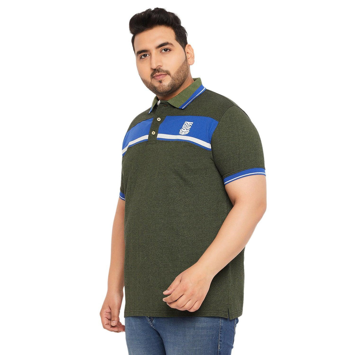 Men Plus Size Sharico Colorblock Polo Tshirt - bigbanana