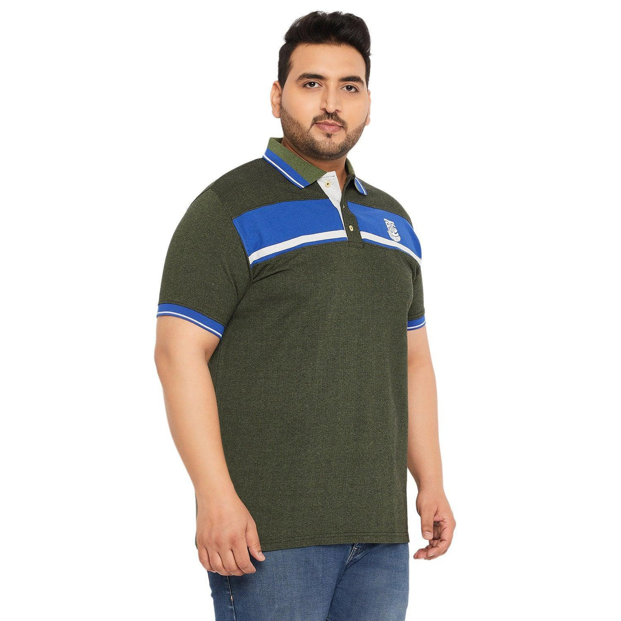 Men Plus Size Sharico Colorblock Polo Tshirt - bigbanana