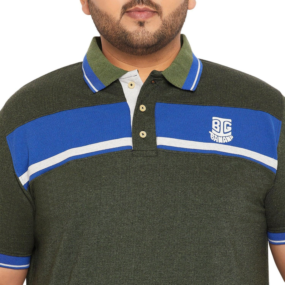 Men Plus Size Sharico Colorblock Polo Tshirt - bigbanana