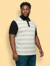 Men Plus Size Calico Multicolor Striped Polo Tshirt