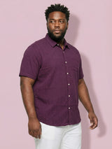 Men Plus Size Rougette Purple Self Design Casual Shirt