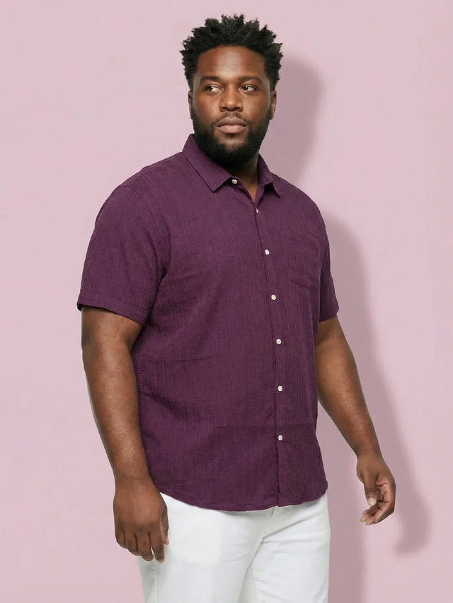 Men Plus Size Rougette Purple Self Design Casual Shirt