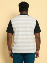 Men Plus Size Calico Multicolor Striped Polo Tshirt