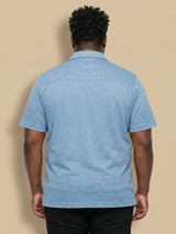 Men Plus Size Prussian Blue Self Design Casual Shirt