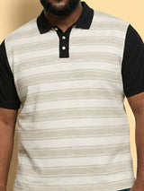 Men Plus Size Calico Multicolor Striped Polo Tshirt
