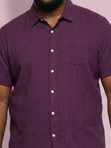 Men Plus Size Rougette Purple Self Design Casual Shirt