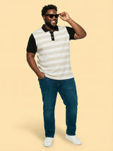 Men Plus Size Calico Multicolor Striped Polo Tshirt