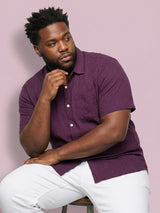 Men Plus Size Rougette Purple Self Design Casual Shirt