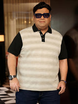 Men Plus Size Calico Multicolor Striped Polo Tshirt
