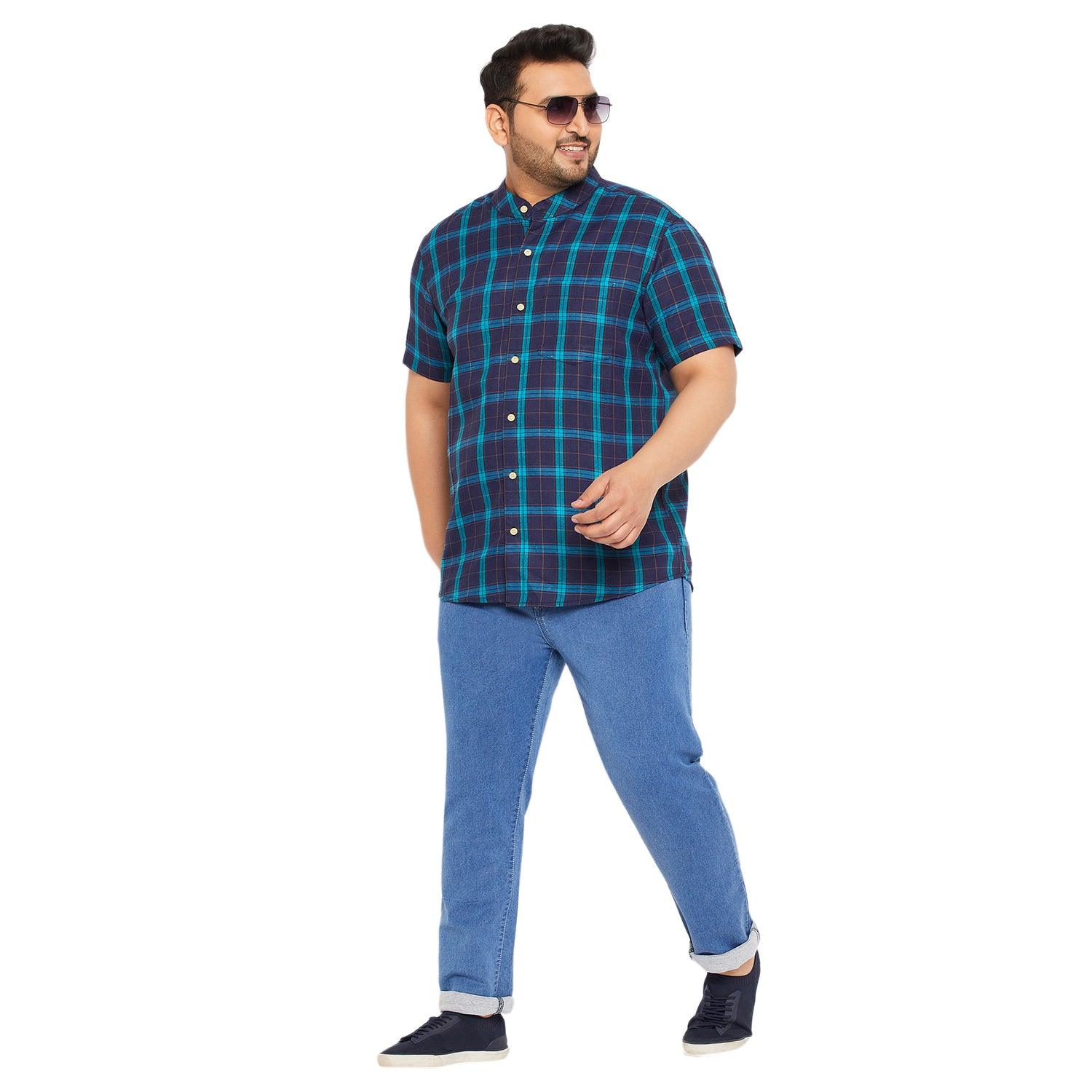 Men Plus Size Shrub Checked Shirt - bigbanana