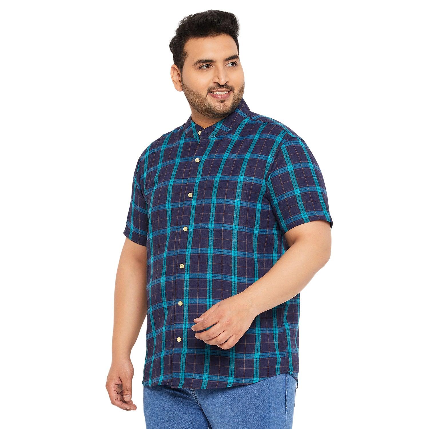 Men Plus Size Shrub Checked Shirt - bigbanana