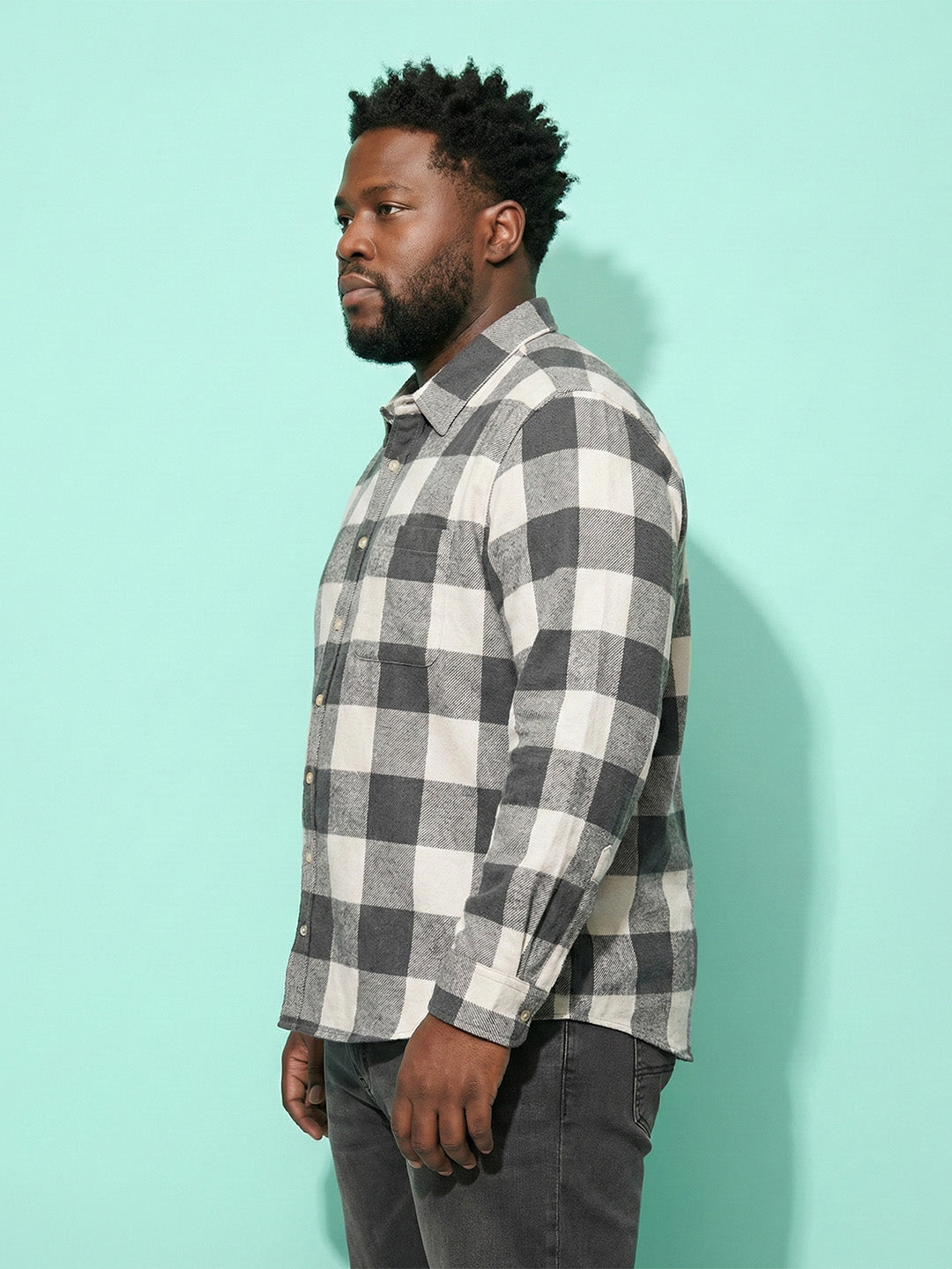 Men Plus Size Silica Multicolor Checkered Casual Shirt