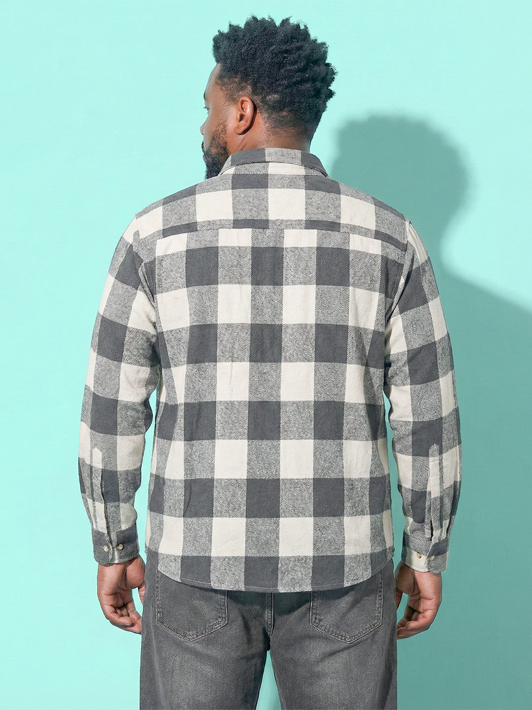 Men Plus Size Silica Multicolor Checkered Casual Shirt